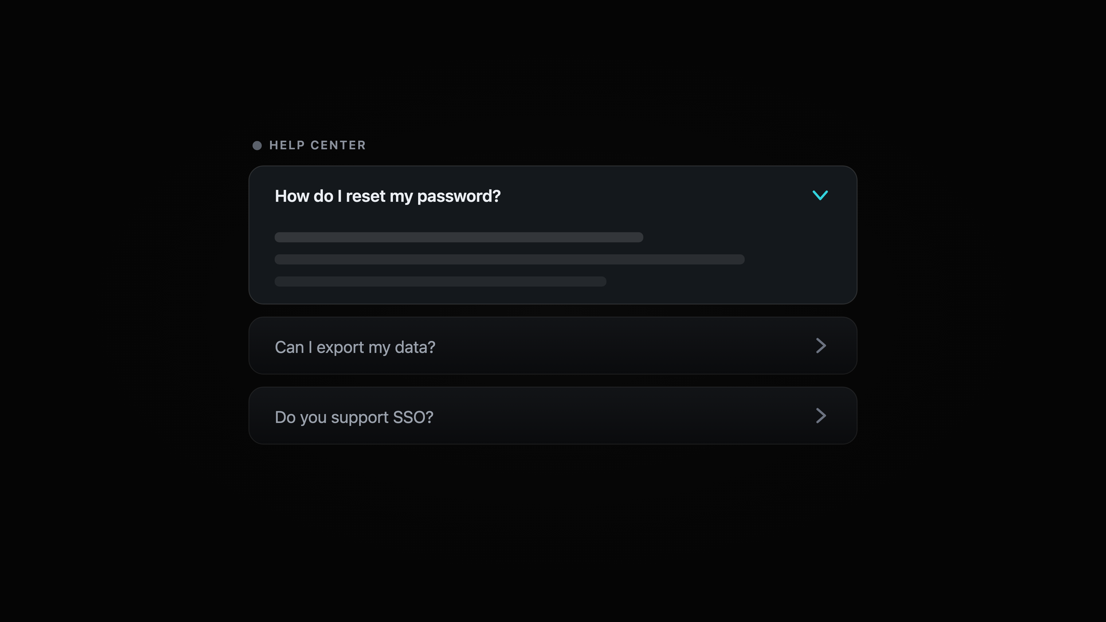 An FAQ accordion with one question expanded